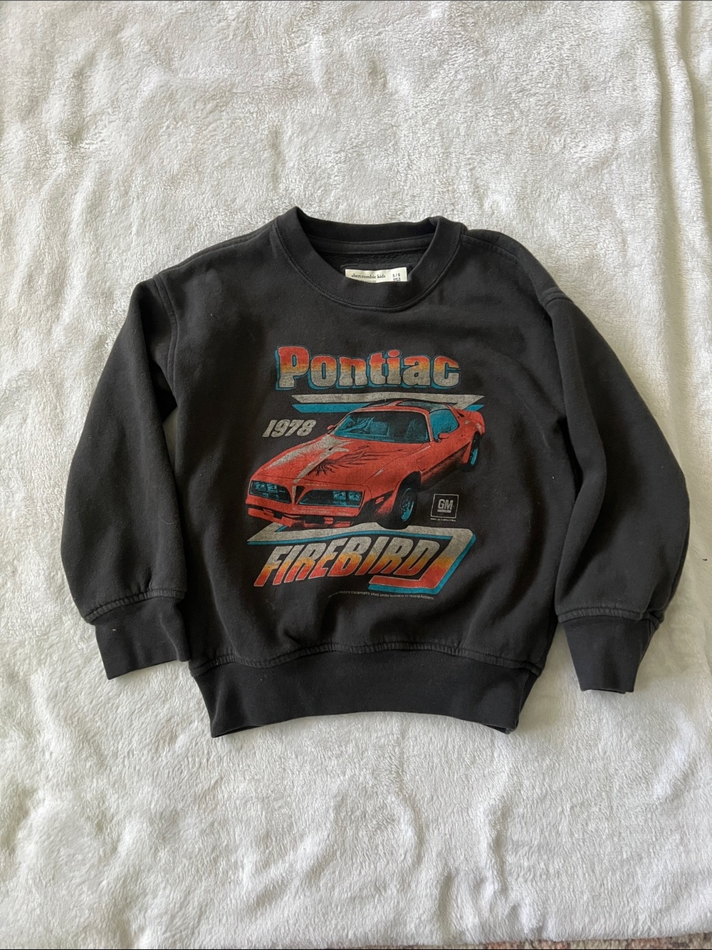 Abercrombie Kids Black Crewneck Sweatshirt with Gradient Pontiac Graphic